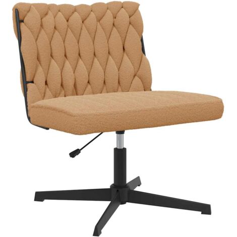 Chaise pivotante de bureau，Fauteuil de bureau, Chaise Gaming beige bouclé comme de la laine tissu CFW16681