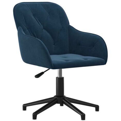 Chaise pivotante de bureau,Fauteuil de bureau, Chaise Gaming Bleu Velours CFW34583