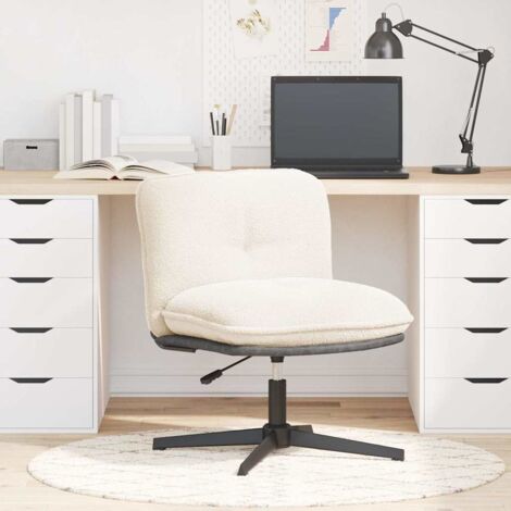 Chaise pivotante de bureau，Fauteuil de bureau, Chaise Gaming crème bouclé comme de la laine tissu CFW15378