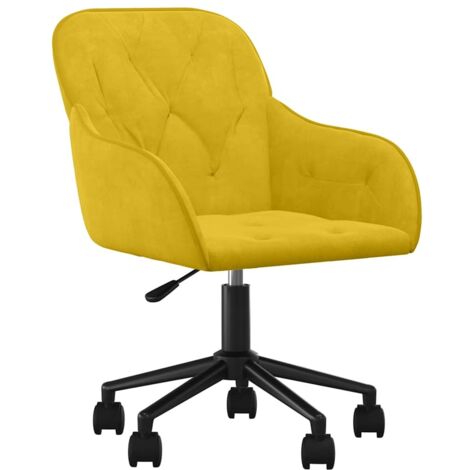 Chaise pivotante de bureau，Fauteuil de bureau, Chaise Gaming Jaune Velours CFW24860
