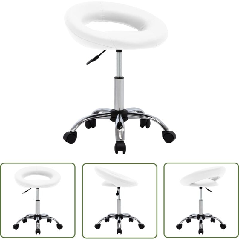 Vidaxl - Chaise pivotante de salle à manger Blanc Similicuir