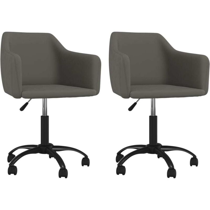 Vidaxl - Chaises pivotantes à manger lot de 2 Gris foncé Velours