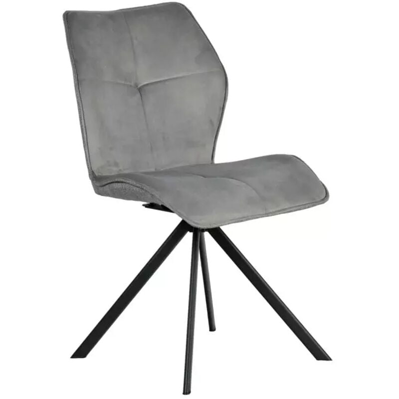 Meubletmoi - Chaise pivotante en velours et tissu gris pieds métal noir - diane