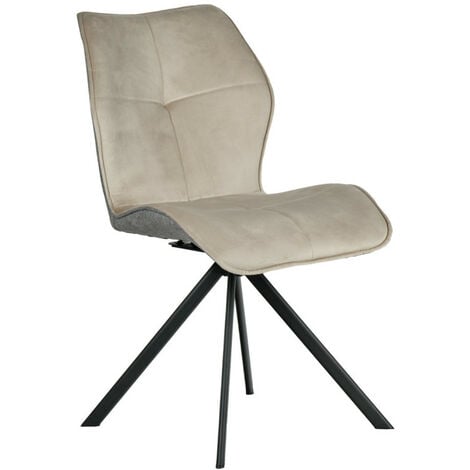 Chaise pivotante 180° tissu gris et microfibre pieds métal - JADEN