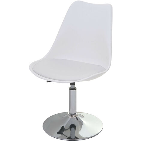 Chaise pivotante Malmö T501, chaise de cuisine, réglable en hauteur, similicuir - blanc, socle chromé