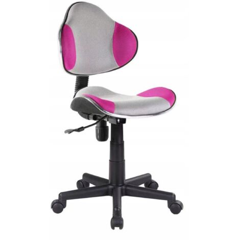 Chaise pivotante rose et grise pour fille, pour une chambre, pour un bureau, Furnitex