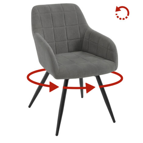 Chaise Pivotante Salle à Manger WOLTU, Fauteuil Salle à Manger en Velours, Pieds en Métal, Gris Foncé