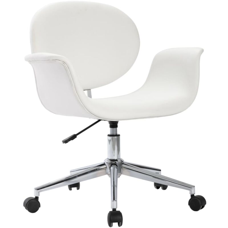 Chaise pivotante sur roulettes de bureau ou salle à manger en pvc blanc DEC025137