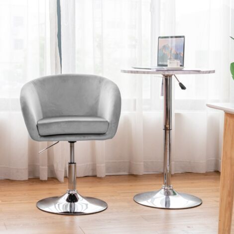 Chaise Pivotante Velours Bureau Hauteur Réglable Base Galvanisée Charge 125kg Gris CW96482