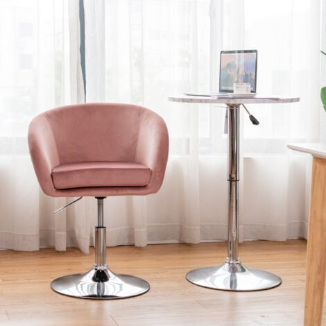 Chaise Pivotante Velours Bureau Hauteur Réglable Base Galvanisée Charge 125kg Rose CWXT7920 DESIGN IN
