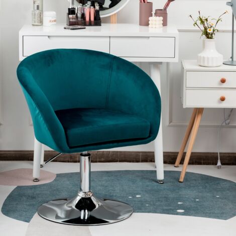 Chaise Pivotante Velours Bureau Hauteur Réglable Base Galvanisée Charge 125kg Vert CW45263