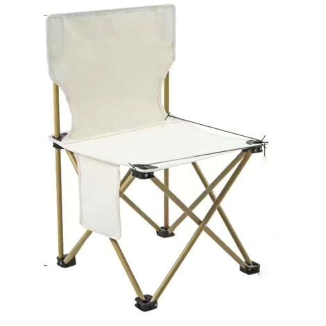 Chaise pliable de camping en tube fer et tissu Oxford, tabouret portable pour extérieur, plage, pique-nique, couleur beige, dimensions repliée 72x42x38cm