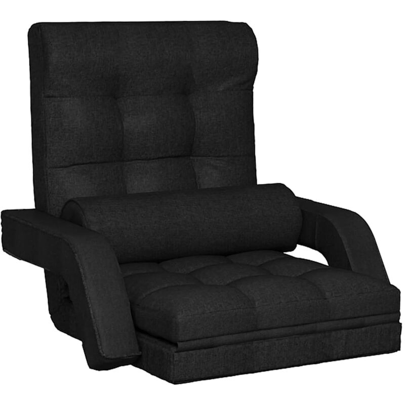 Chaise pliable de sol avec fonction de lit Tissu Noir