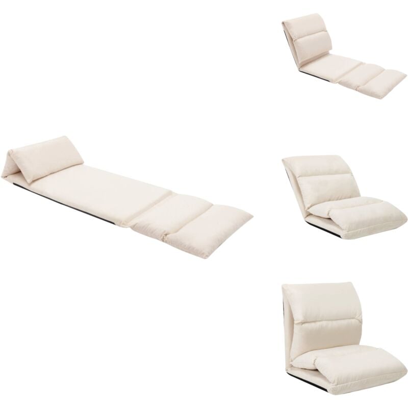 Vidaxl - Chaise pliable de sol Crème Microfibre - Chaise Longue Pliante - Chaise De Sol - Fauteuil Pliable - Mobilier Extérieur - Détente