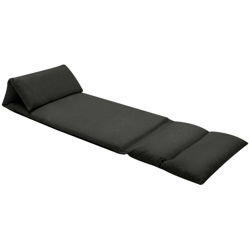 Chaise pliable de sol Noir Microfibre Vidaxl