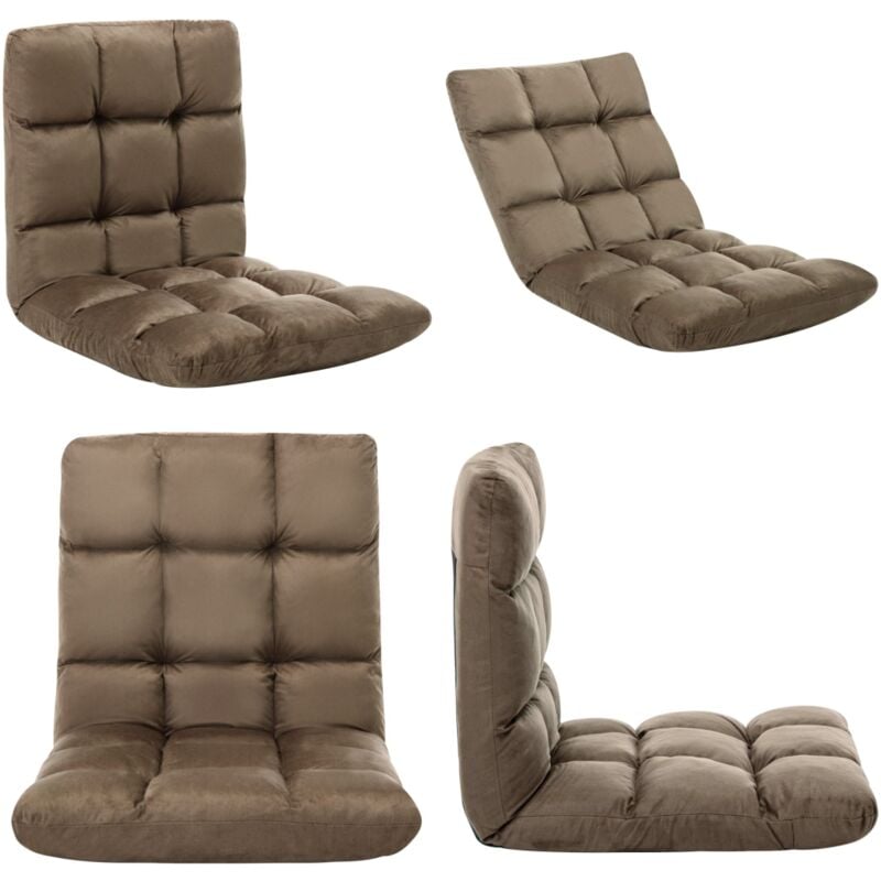 Chaise pliable de sol Taupe Microfibre - Chaise Longue Pliante - Chaise De Sol - Fauteuil De Jardin - Mobilier Extérieur - Relax - Home & Living