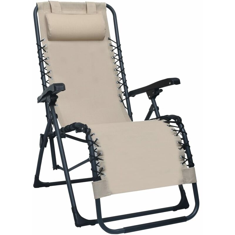 Chaise pliable de terrasse Crème Textilène Vidaxl Crème