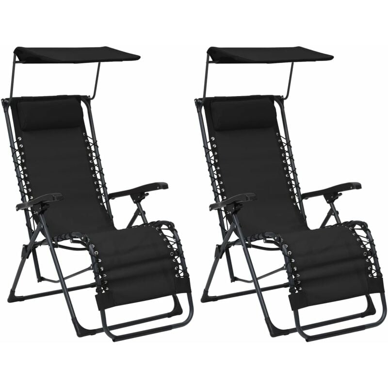 Chaises pliables de terrasse lot de 2 Textilène Noir vidaXL