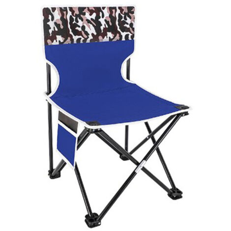 Chaise pliable extérieure en toile Oxford, portable et compacte pour camping, pique-nique et plage, couleur bleu camouflage