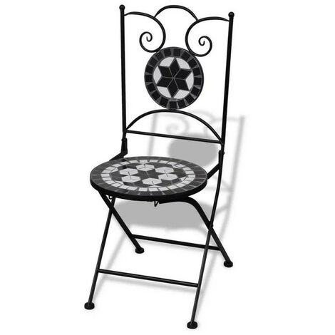 Chaise pliable métal et céramique noir Ivai - Lot de 2