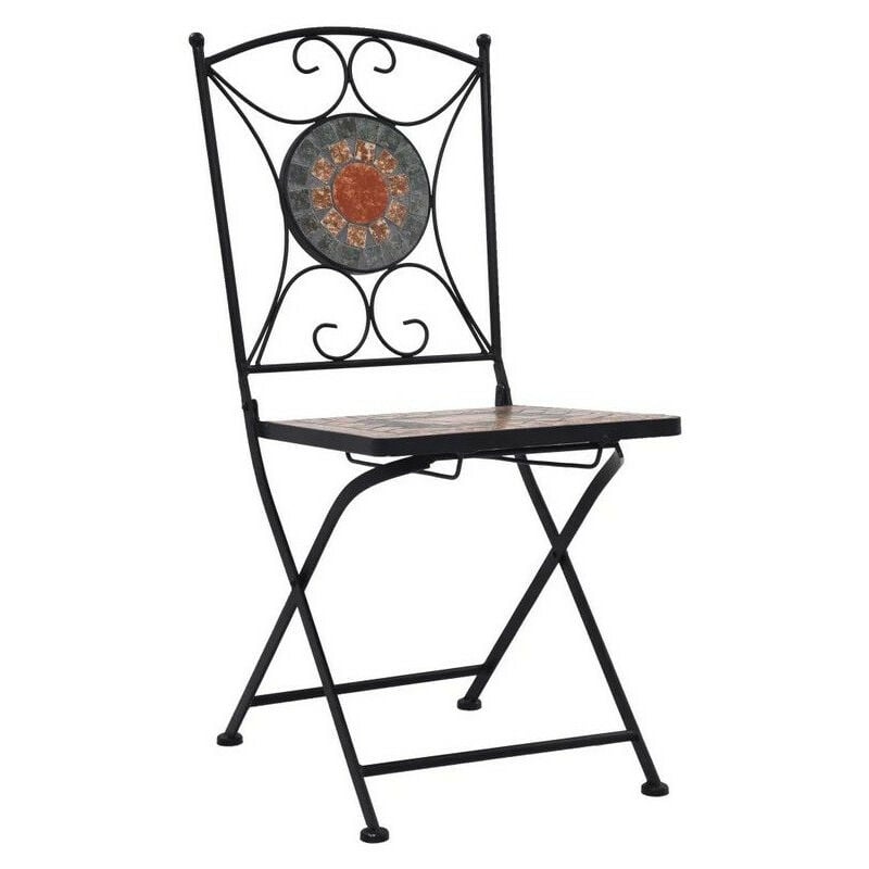 Chaise pliable métal noir et céramique orange Lacie - Lot de 2