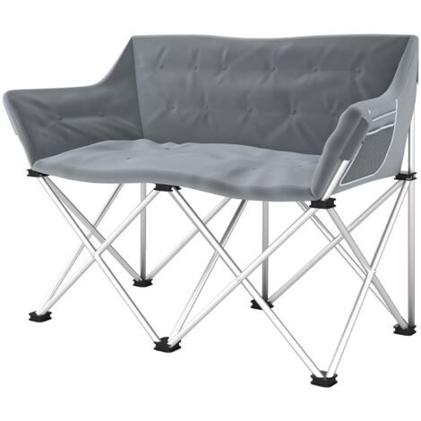 Chaise pliante 2 places chaise de camping pliable avec accoudoirs poche latérale chaise pliante extérieure capacité de charge jusqu'à 240 kg chaise de pêche légèrement rembourrée chaise de jardin pour