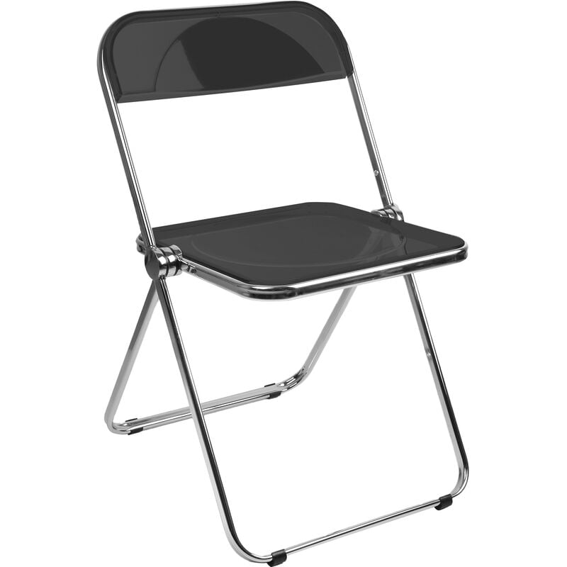 Chaise pliante Acrylique Dossier Taille 46×46×75cm Bureau de restaurant décontracté (noir pur)