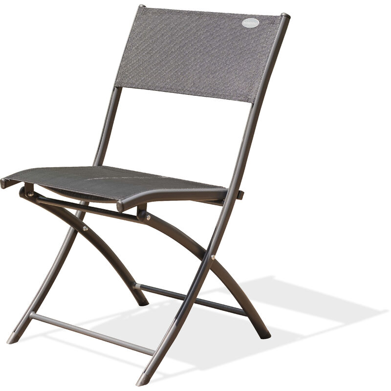 Dcb Garden - C43 - Chaise de jardin pliante en aluminium et toile plastifiée noire Gris anthracite