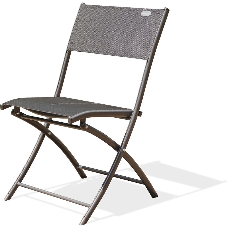 C43 - Chaise de jardin pliante en aluminium et toile plastifiée noire Dcb Garden Gris anthracite