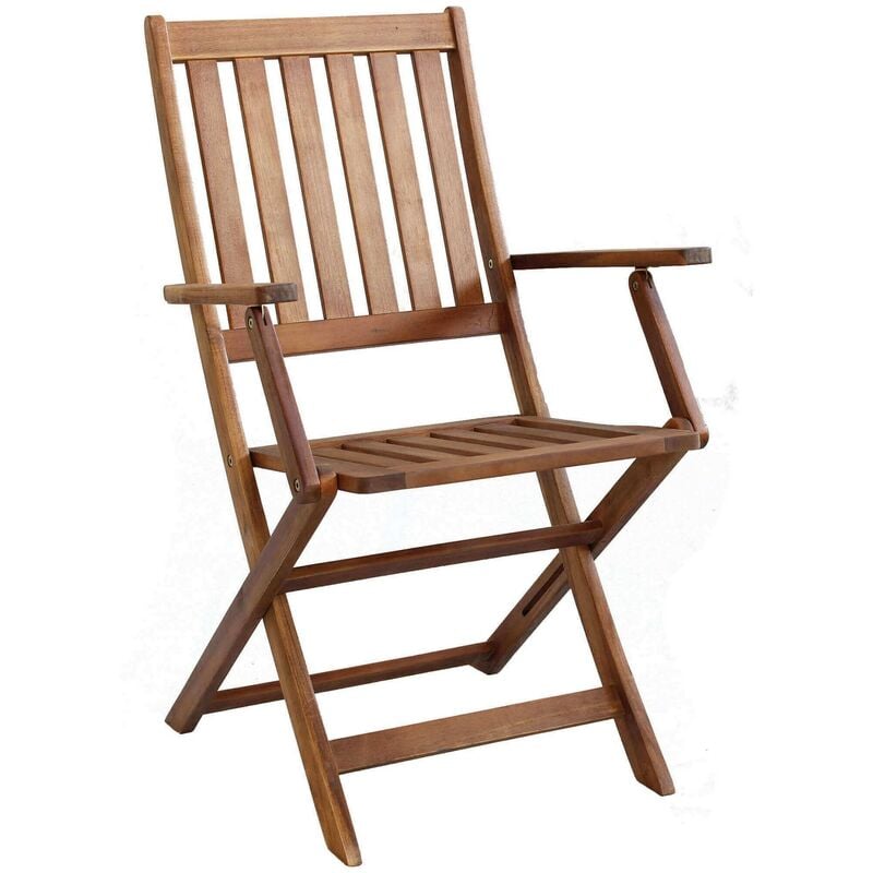 Chaise pliante avec accoudoirs en bois pour le mobilier extérieur