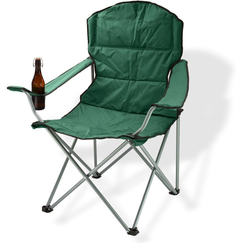 Chaise pliante avec porte-boissons - couleur verte