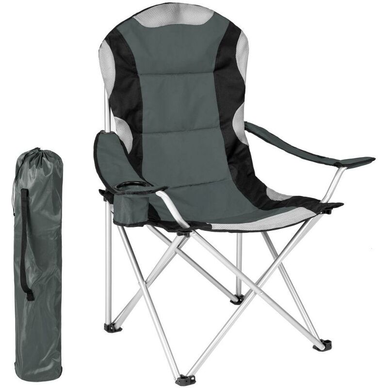 Chaise pliante avec rembourrage camping gris