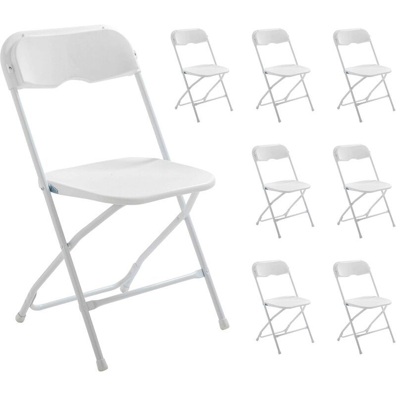 Chaise pliante blanc - Lot de 8