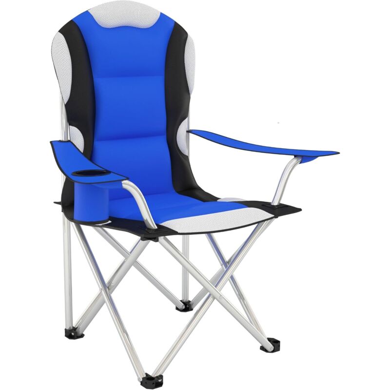 Chaise Pliante Camping Fauteuil Pliable Chaise de Plage Ultra léger avec Porte Gobelet et Sac de Transport, Rembourrage en Mousse, Idéal pour