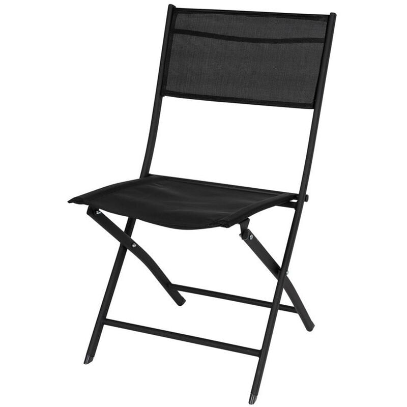 Spetebo - Chaise pliante de balcon noire - 83 x 55 cm - Chaise pliante en acier et textile