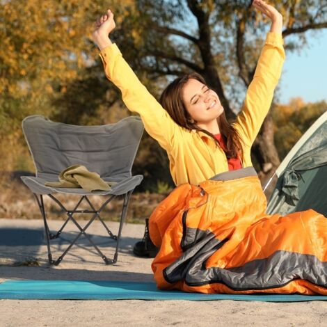 Chaise pliante de camping d'extérieur en acier gris clair, 88 x 74 x 84 cm, légère, pliable, avec accoudoirs