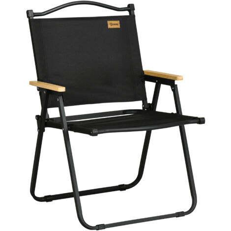 Chaise pliante de camping et pêche, accoudoirs, Oxford et acier, 54x59x78 cm, noir