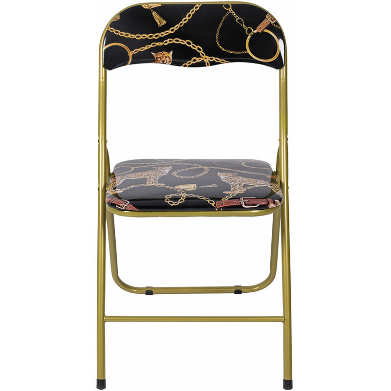 Chaise pliante de la sauvegarde intérieure en acier avec siège et dos en pvc rembourré et décoration baroque medusa pli Decoro Ghepardo