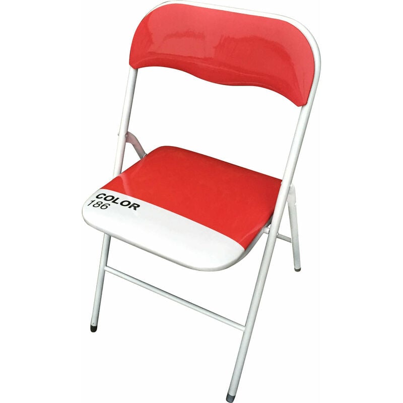 Chaise pliante de l'intérieur ou d'acier extérieur avec siège et dos dans ppcp rembourré Closy Red - Red