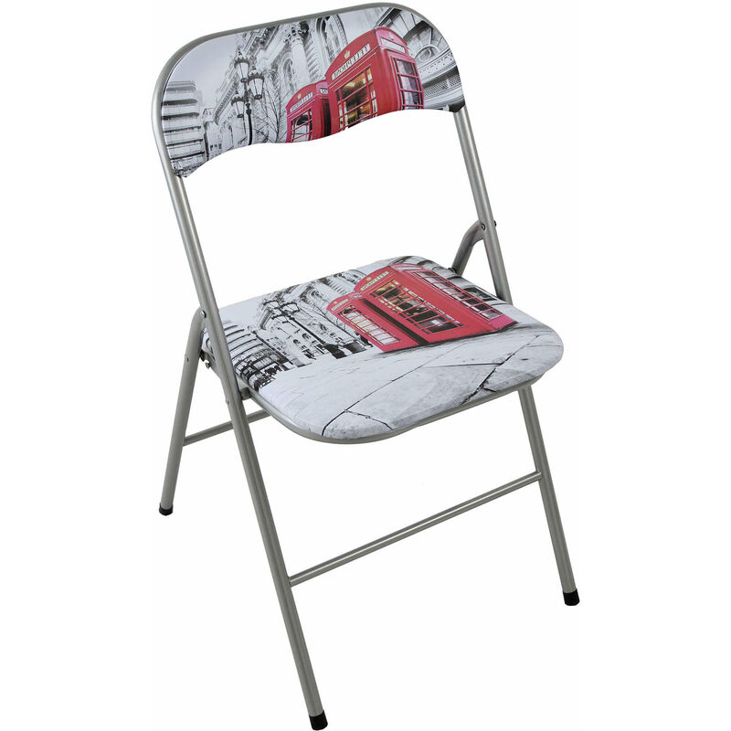 Chaise pliante de l'intérieur ou d'acier extérieur avec siège et dos dans ppcp rembourré Closy London Gray - London Gray