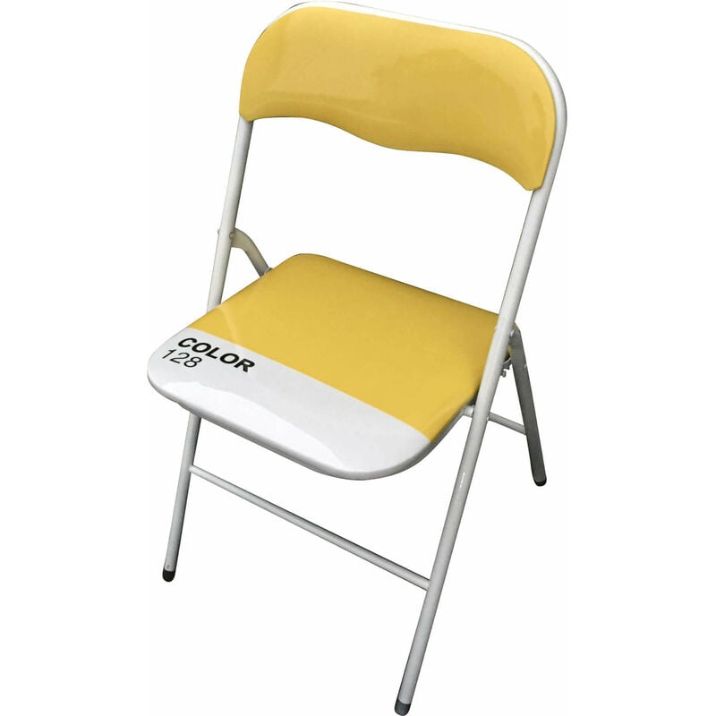 Chaise pliante de l'intérieur ou d'acier extérieur avec siège et dos dans ppcp rembourré Closy Yellow - Yellow