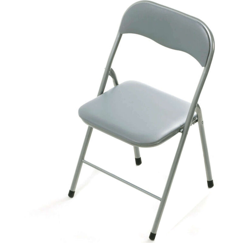 Homeness - Chaise pliante de l'intérieur ou d'acier extérieur avec siège et dos dans ppcp rembourré Closy LightGrey - LightGrey