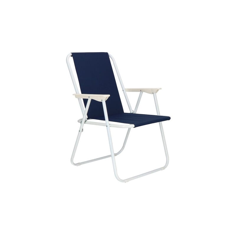 Springos - Chaise pliante de plage et de jardin en couleur bleu marine.