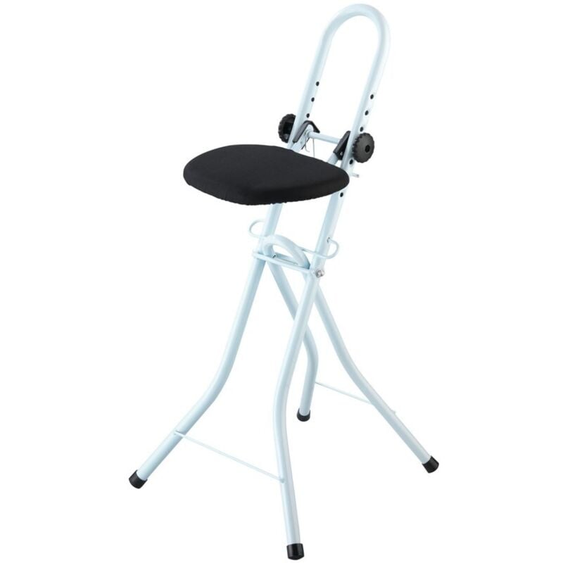 Chaise pliante de repassage Wenko siège assis debout pour faciliter le repassage et les taches ménagères en hauteur, métal - siège coton, 46x93x45