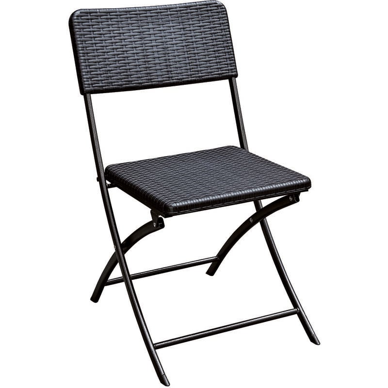 Chaise pliante en acier avec assise en résine effet rotin levante noir 54x44xH81 cm