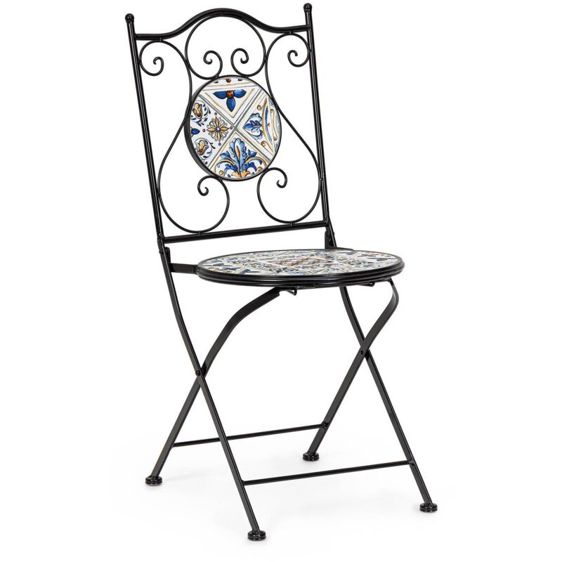 Chaise Pliante Mykonos - Structure en Acier et Plateau en Céramique - 120x80x75 cm