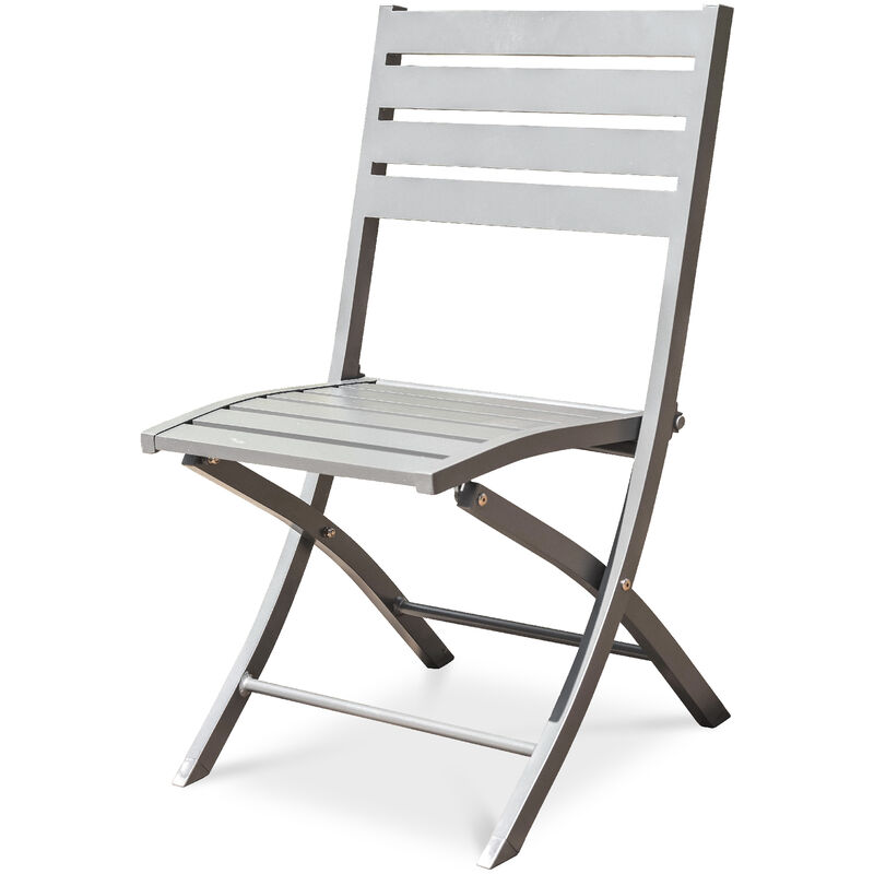 Marius - Chaise de jardin pliante en aluminium gris - city garden