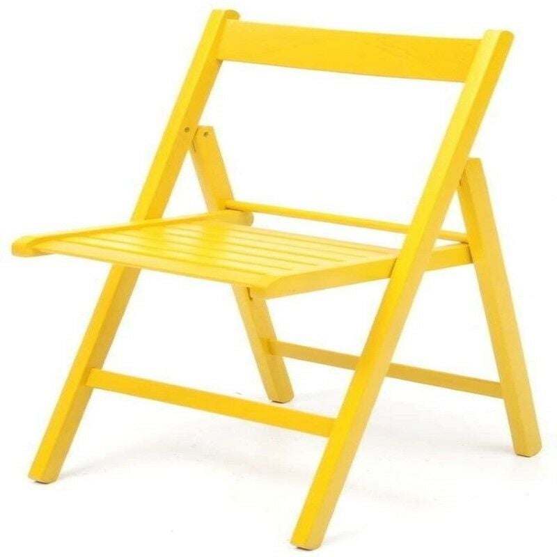 Iperbriko - Chaise pliante en bois de hêtre jaune