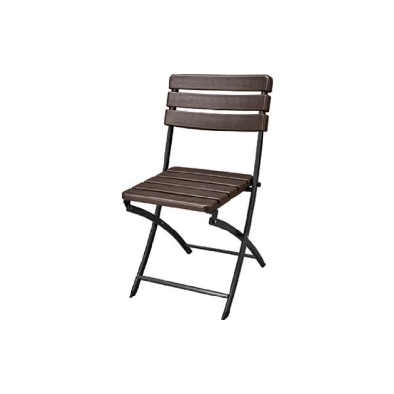 Domus - Chaise pliante en hdpe effet bois avec structure en acier et supports pour terrasse de jardin