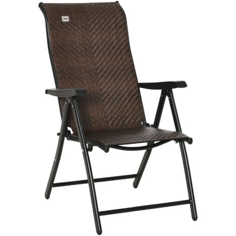 Chaise pliante en polyrotin avec accoudoirs, dossier réglable en 7 positions, idéale pour le jardin, le balcon ou la terrasse, 58 x 71 x 111 cm